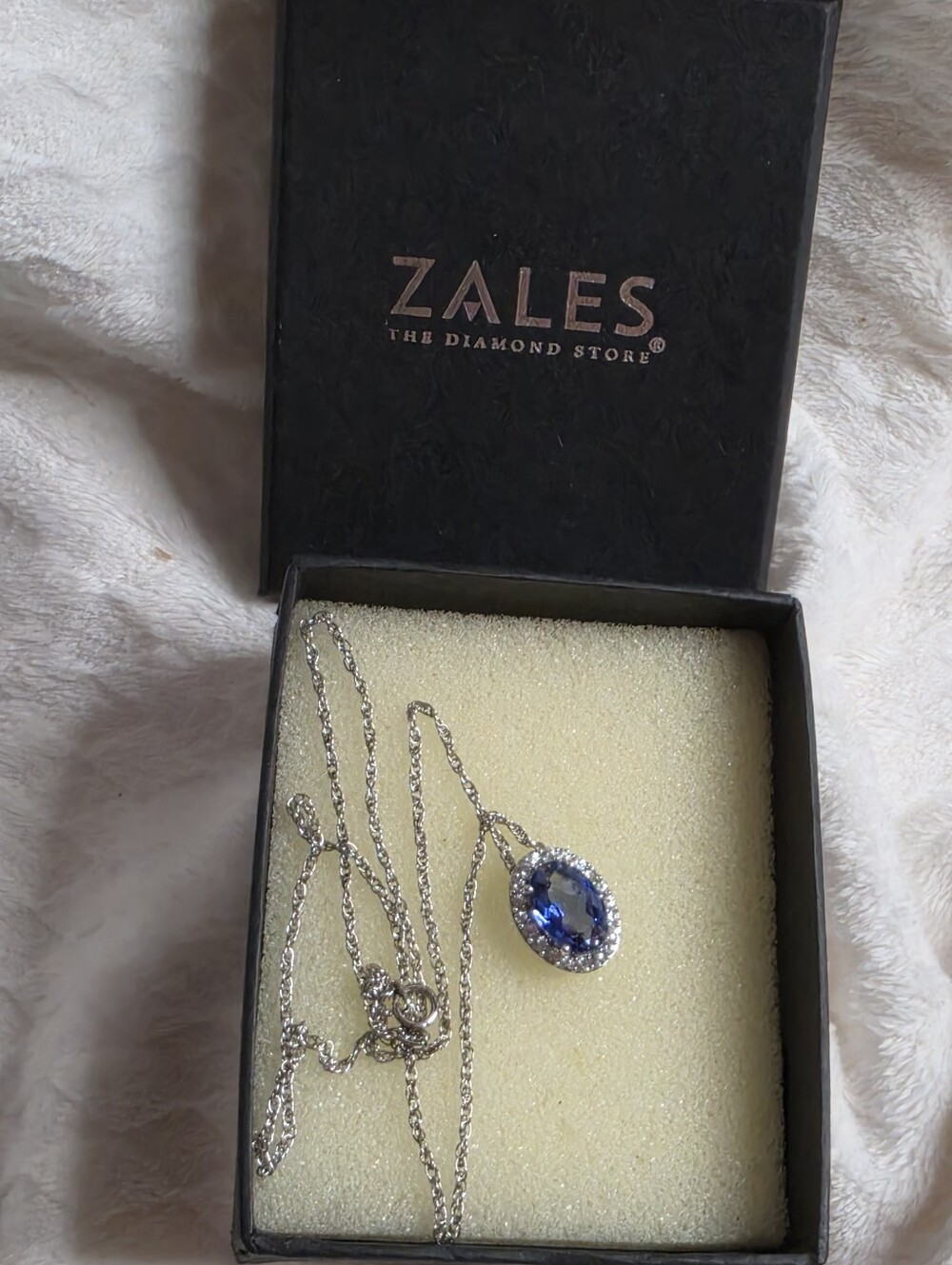 Zales Tanzanite 925 Silver Pendant Necklace